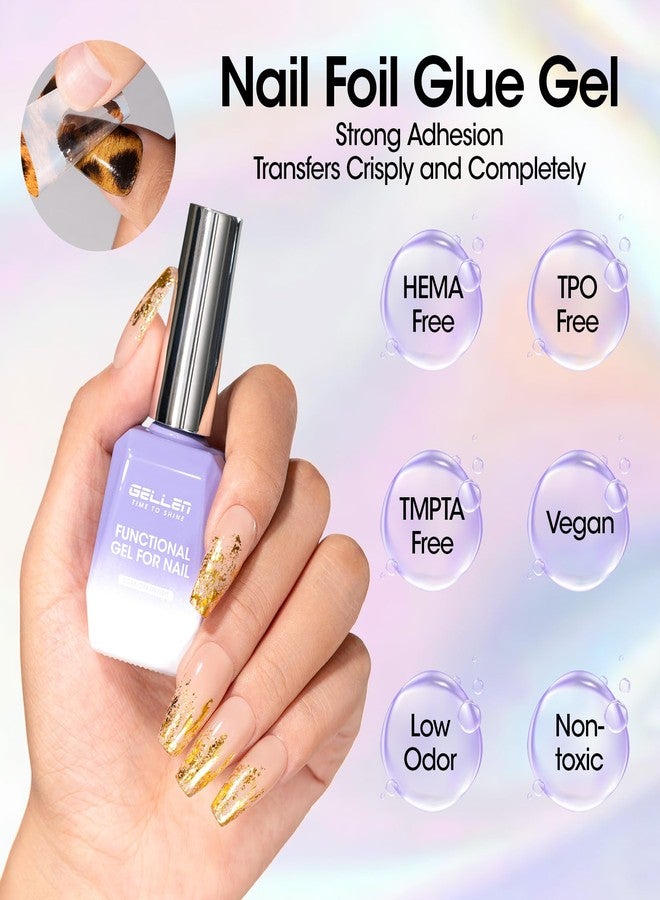 GELLEN 18ml Nail Foil Glue Gel, Foil Transfer Gel for Nails Stickers, Nail Foils Transfer Nail Art Glue Gel Polish, Complete Clear Transferred Pattern, Cure 30-60s, Non-toxic HEMA Free TPO Free - Image 3